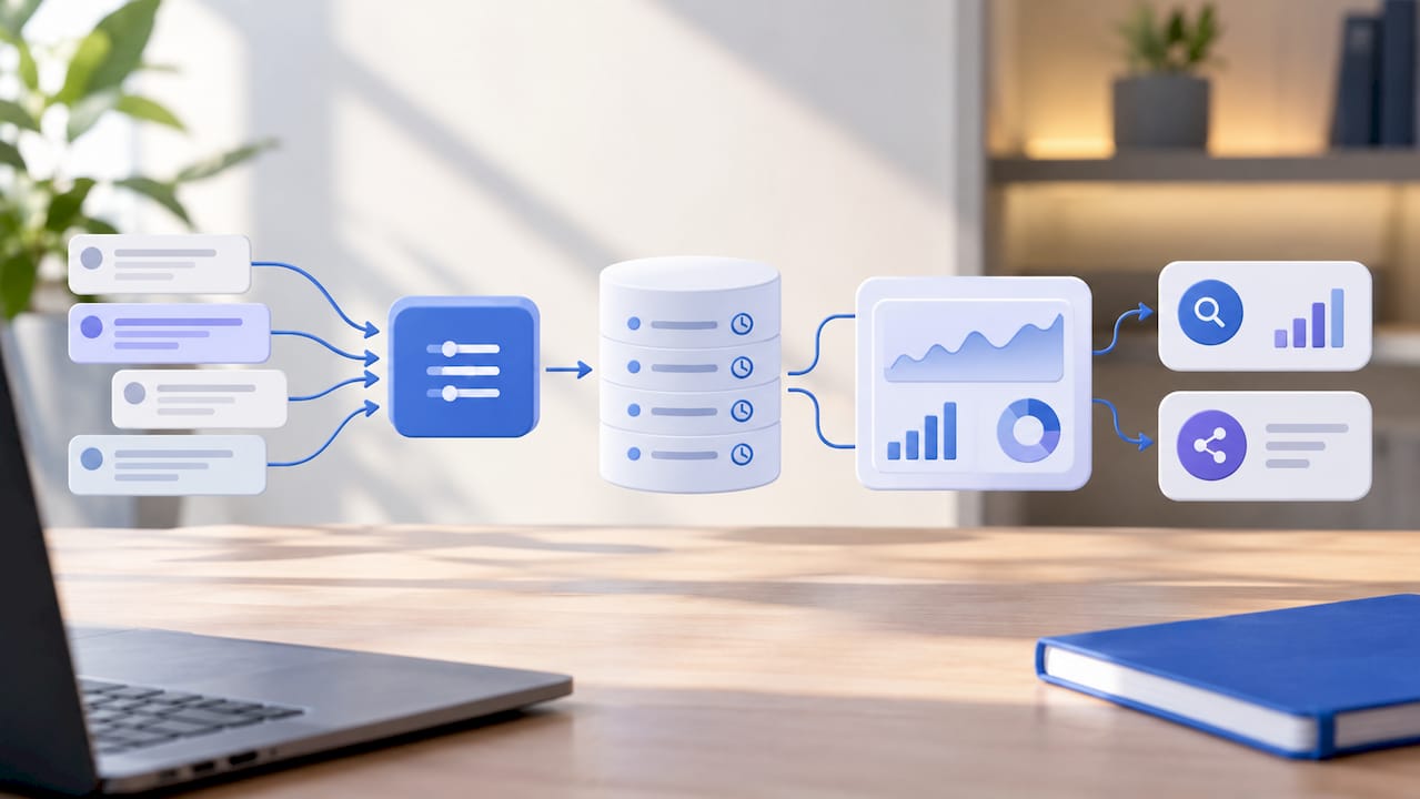 Illustrierte Phasen des KI-gestützten Tracking-Workflows