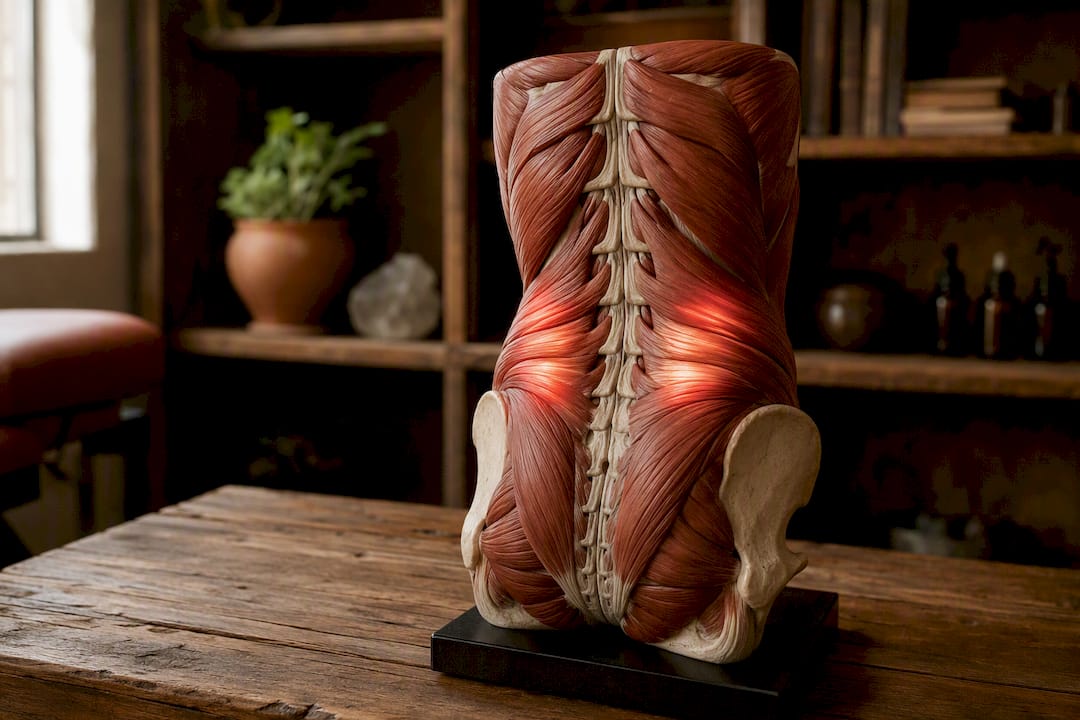 Detailed lower back muscle anatomy model