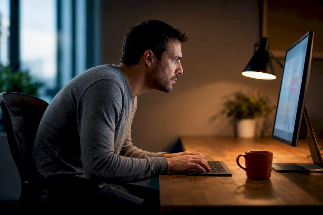 Office worker showing forward head posture