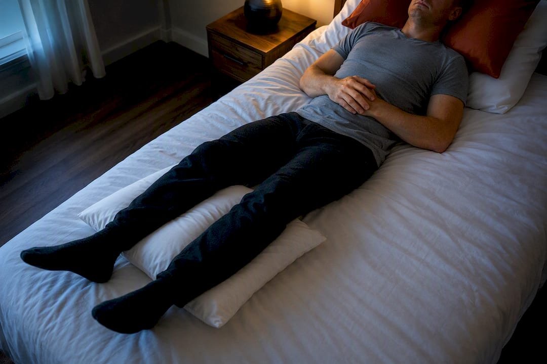 Back sleeper with pillow supporting knees