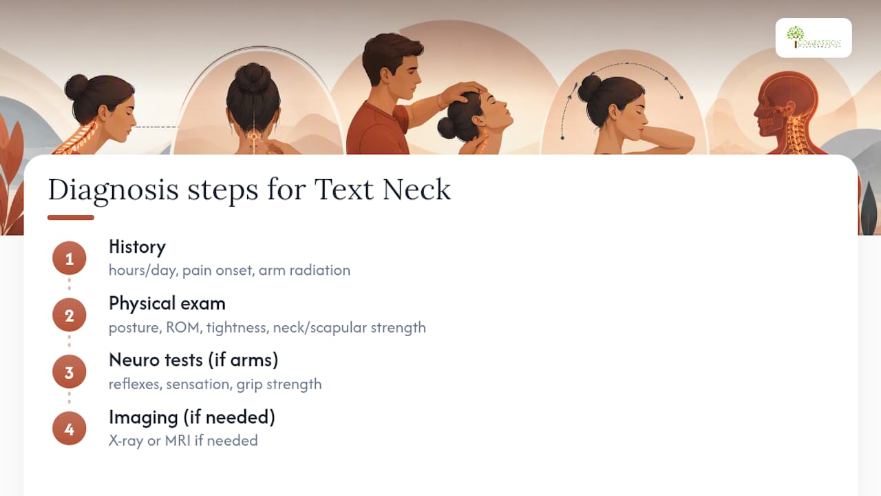 How Clinicians Diagnose Text Neck — overview diagram