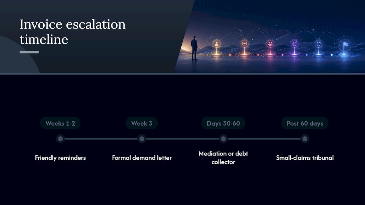 Escalation timeline for unpaid invoice recovery