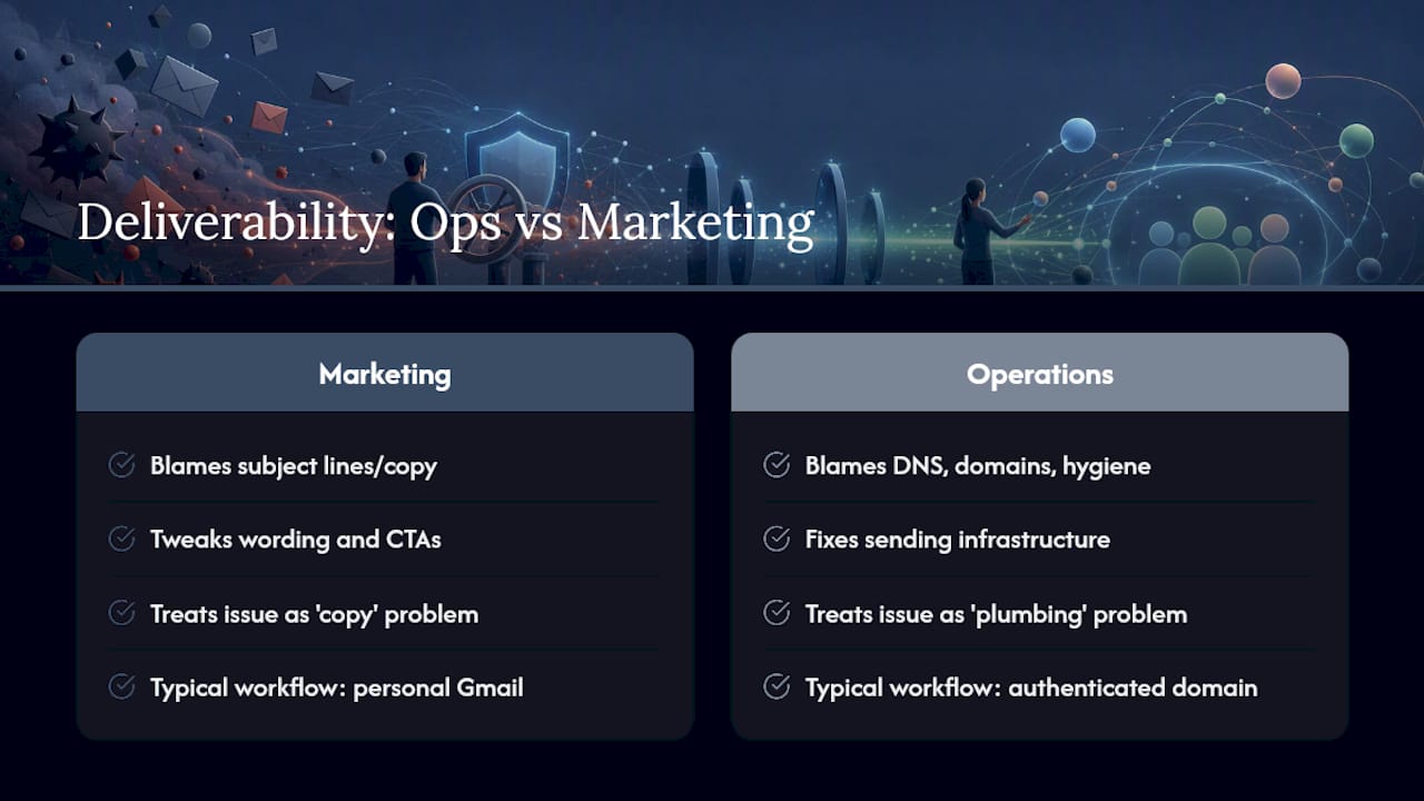 Why deliverability is an operations problem, not a marketing one — overview diagram