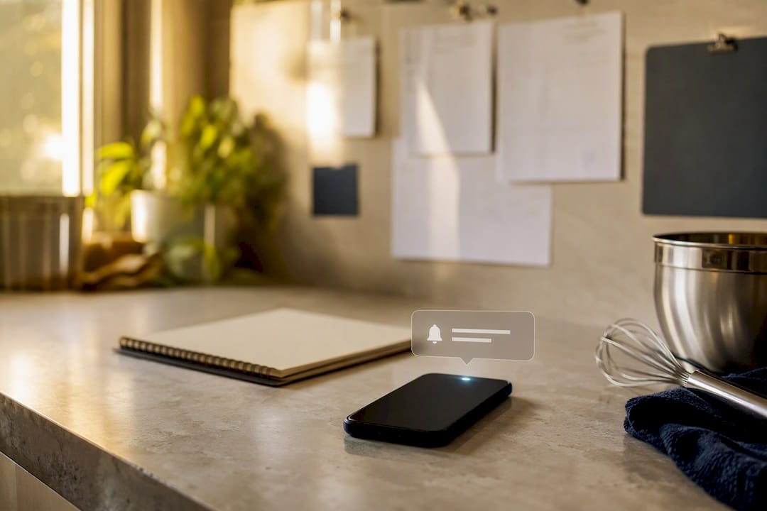 Smartphone receiving payment reminder alert