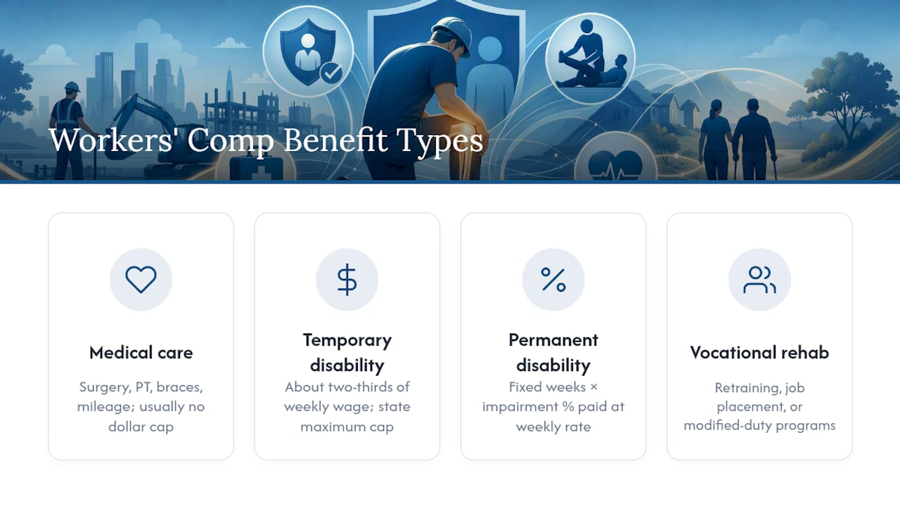 Diagram of workers' compensation benefit categories