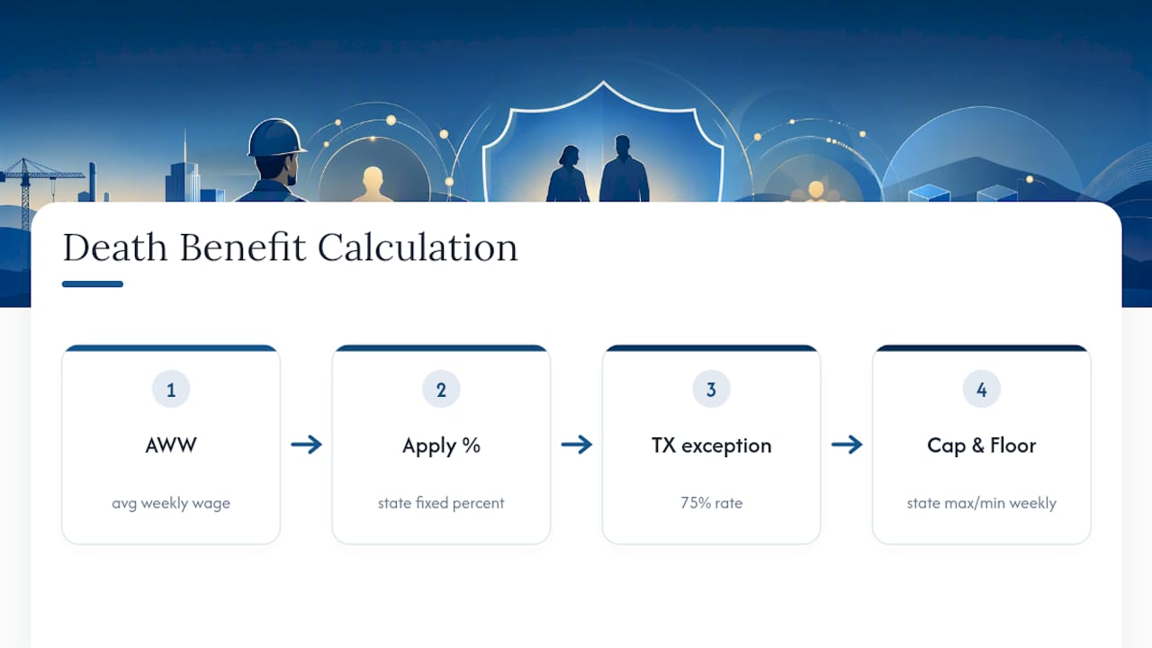 Diagram of death benefit calculation formulas and state caps
