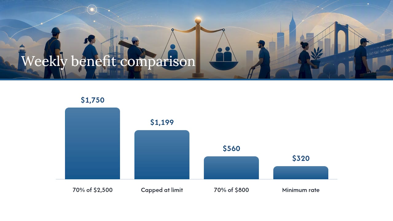 Bar chart comparing actual wage portion to capped benefit