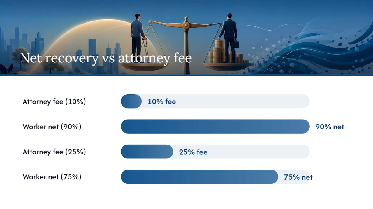 Workers compensation fee and net recovery ranges