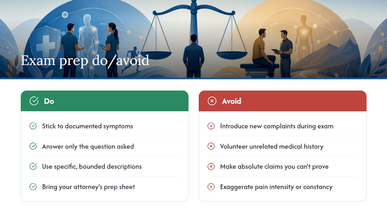 Preparing for the Exam Without Undermining Your Own Case — overview diagram