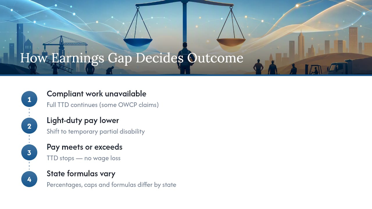 Light-duty wage gap benefit outcomes