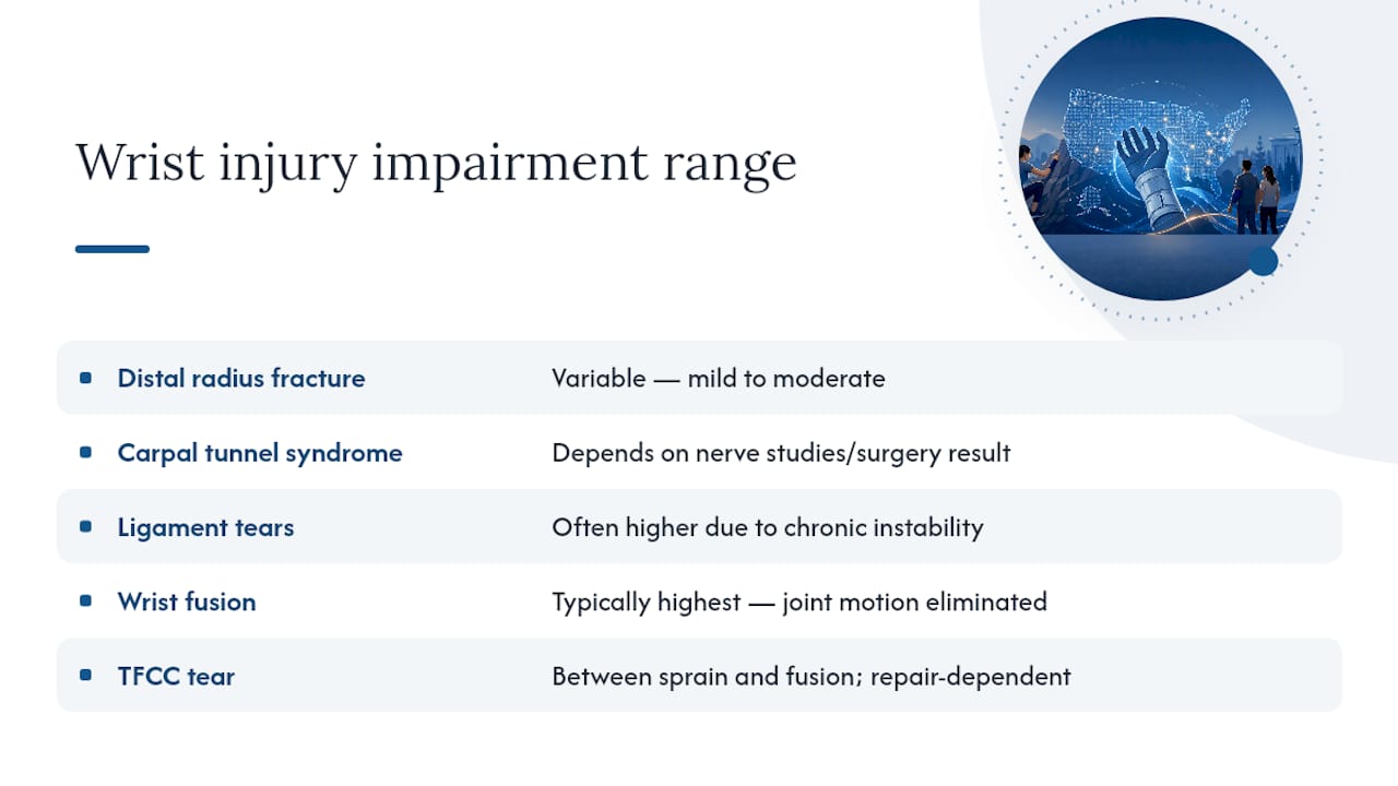 Comparison of wrist injuries and impairment patterns