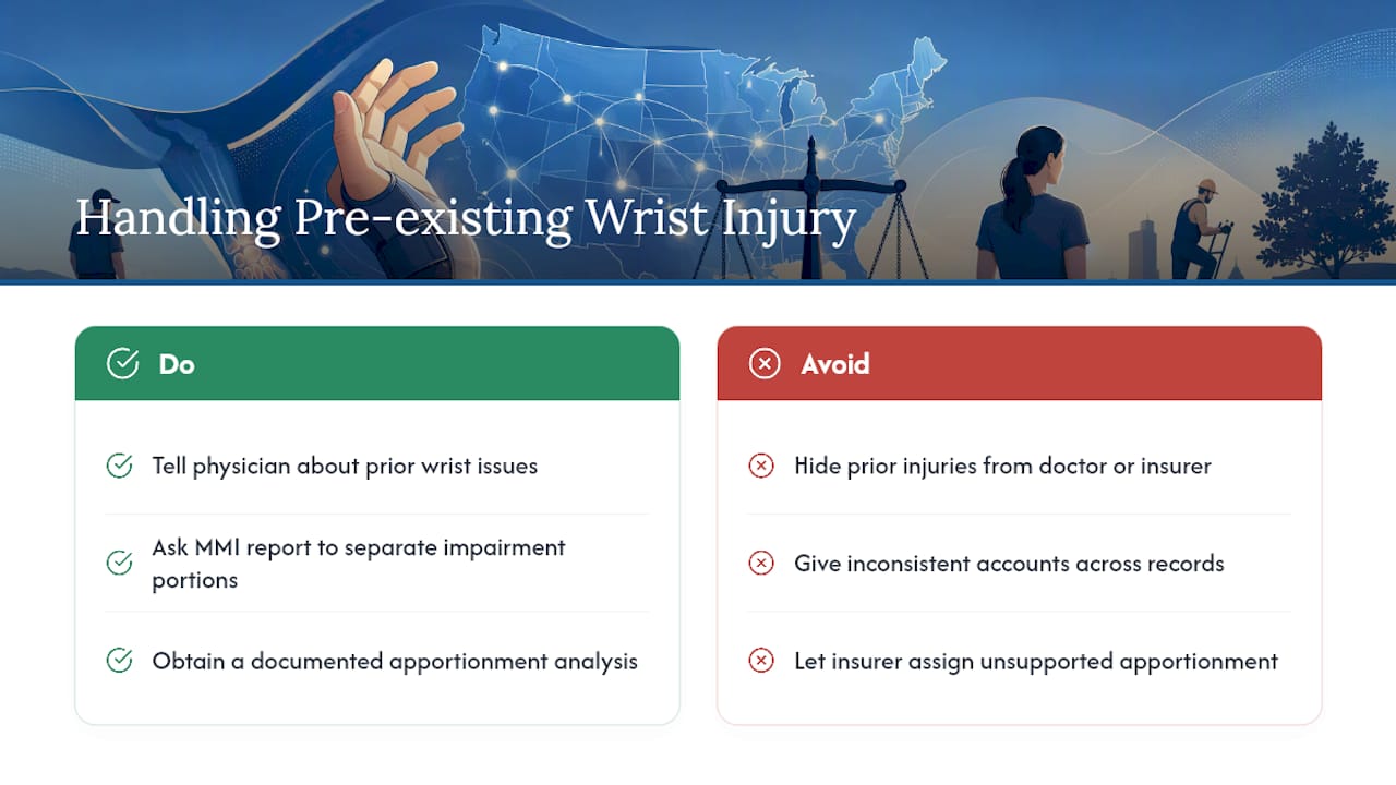 How a Pre-Existing Wrist Condition Affects Your Settlement — overview diagram