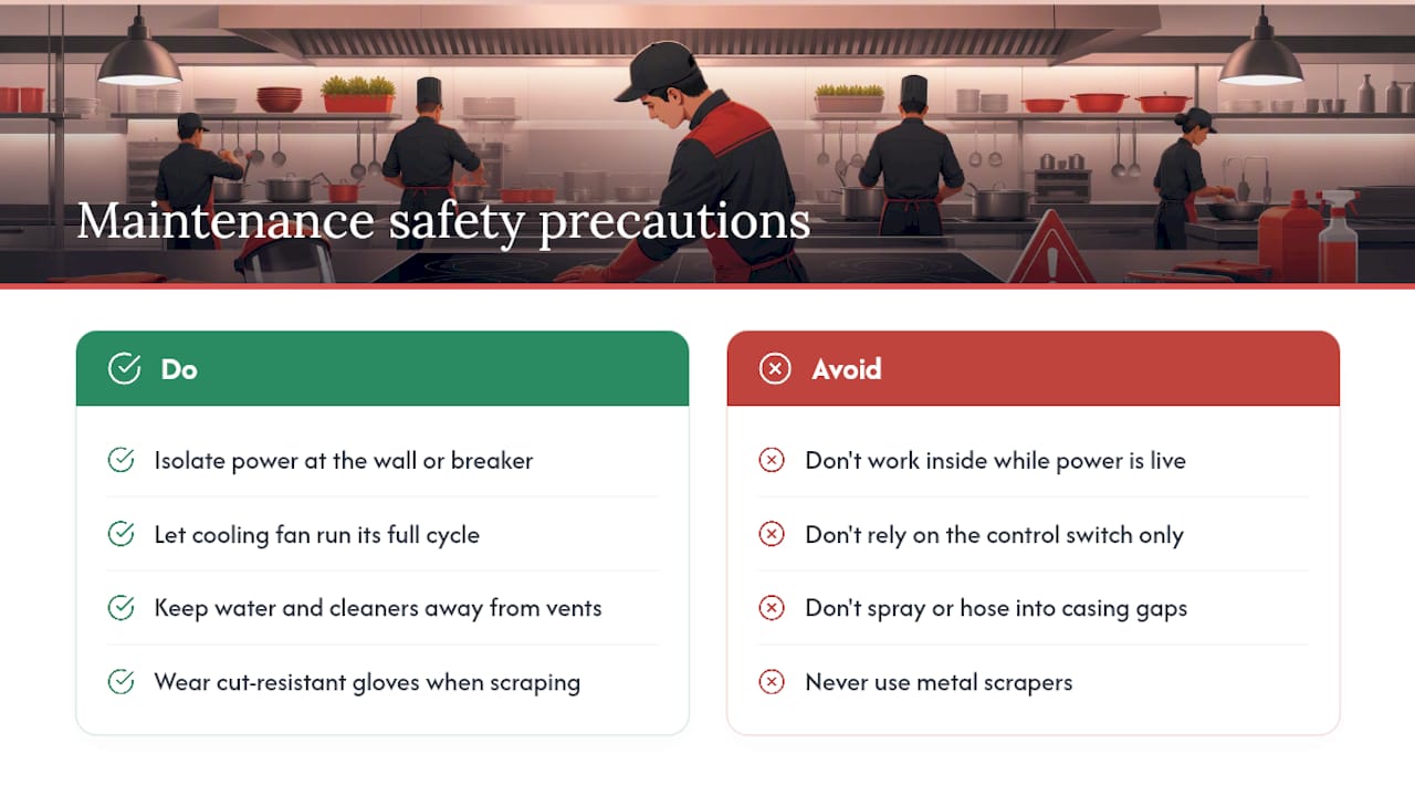 What safety precautions matter most during maintenance work — overview diagram