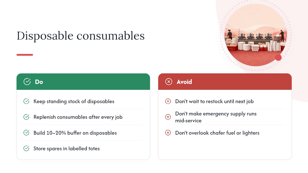 Diagram of disposable consumables and buffer quantities