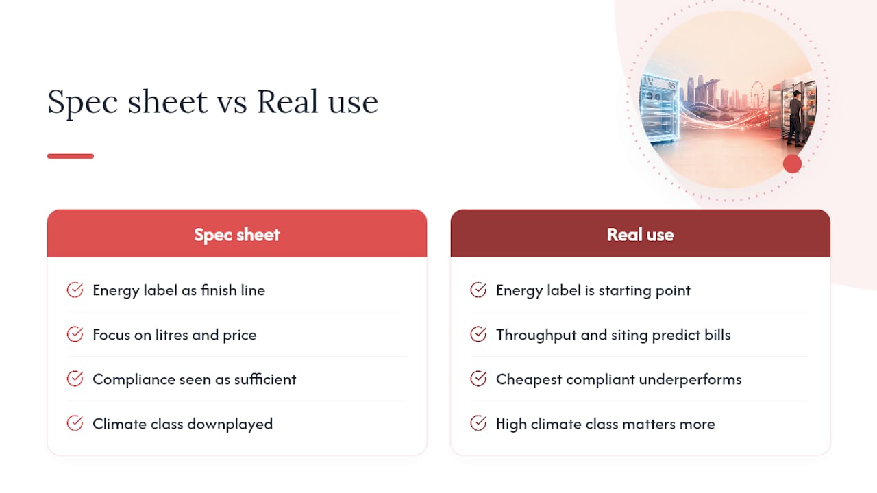 What actually separates a good spec sheet from a good fridge in daily use? — overview diagram