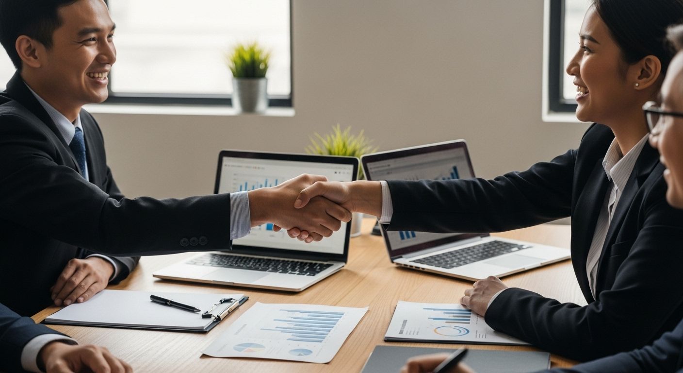 b2b partnership handshake