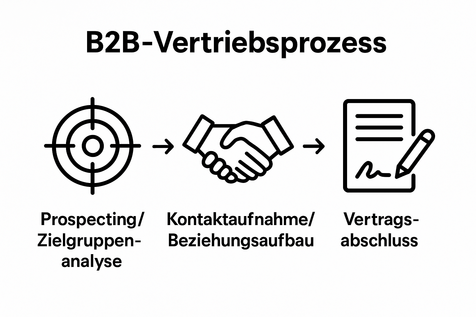 Infographic showing three key phases of B2B sales process