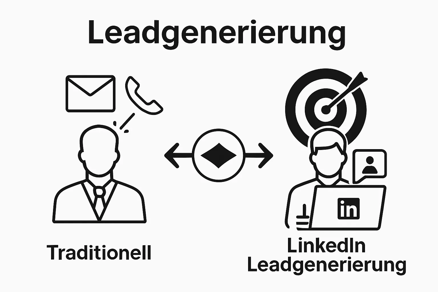 Infographic comparing LinkedIn lead generation versus classic methods