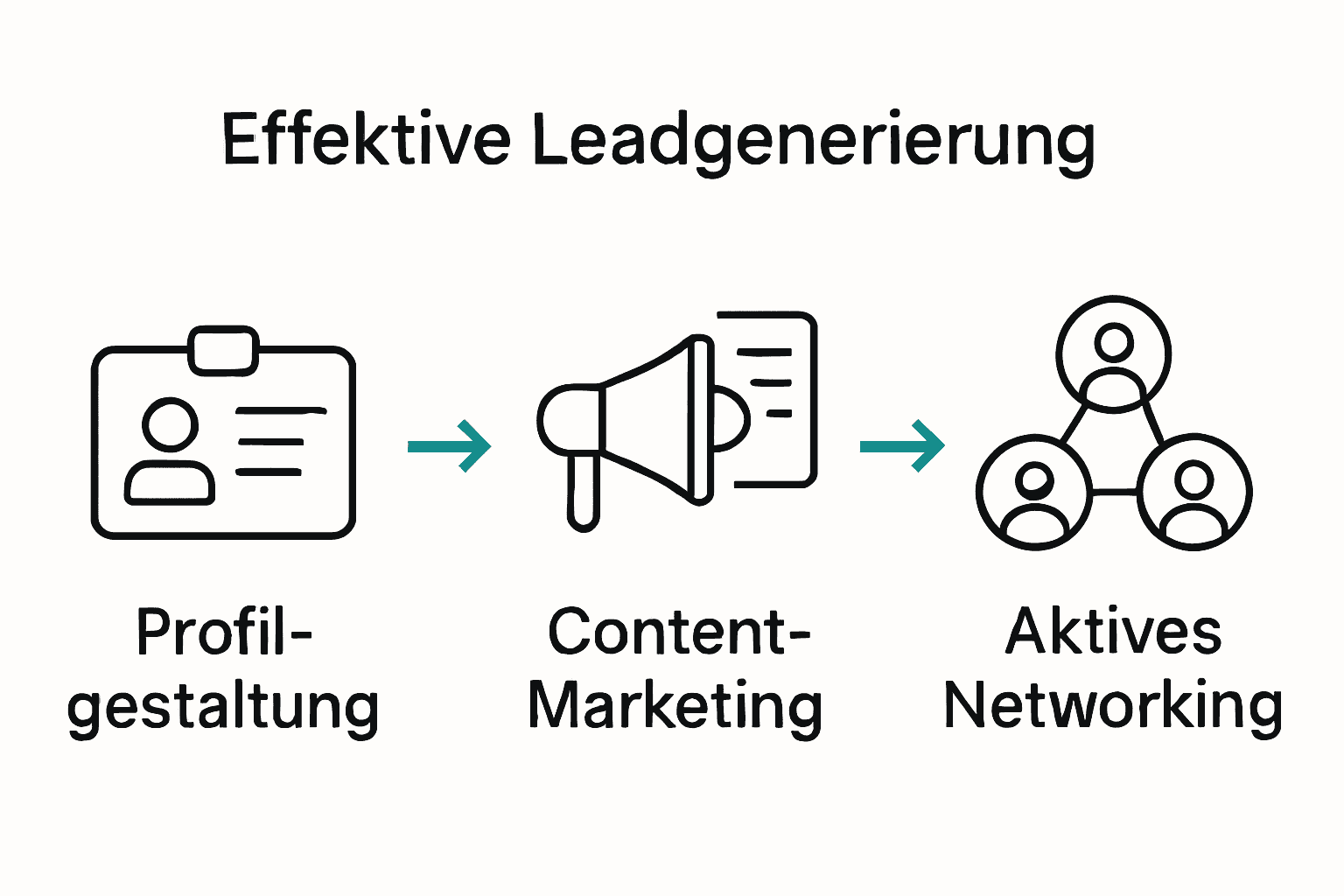 Infografik zu drei Schritten erfolgreicher LinkedIn-Leadgenerierung