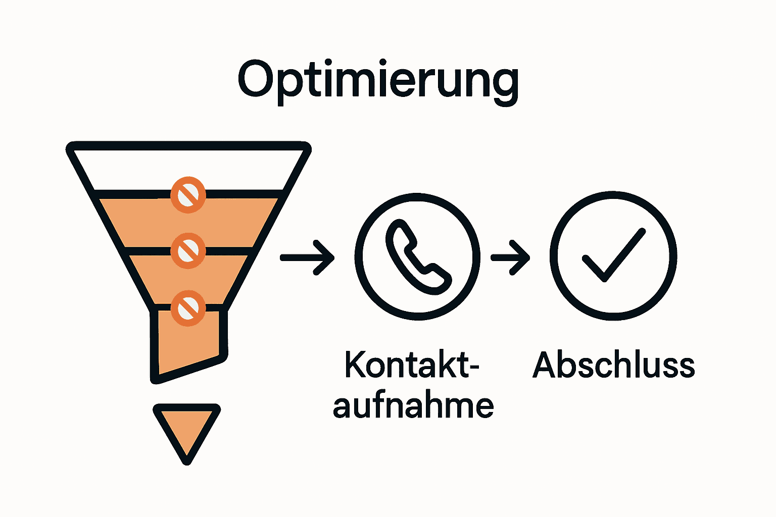 Infografik: B2B Sales Funnel Schritte und Optimierungspunkte