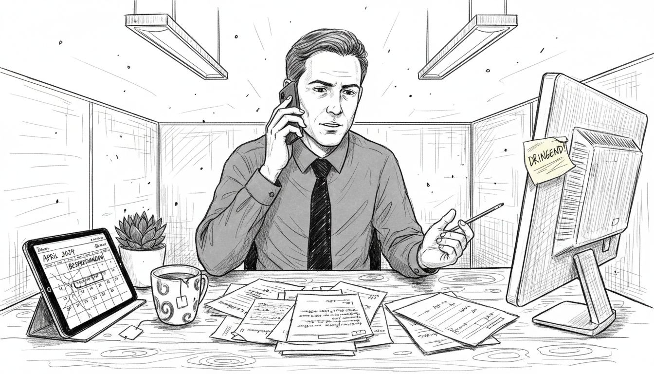 Ein Kundenbetreuer sitzt im Großraumbüro und telefoniert gerade mit einem Kunden.