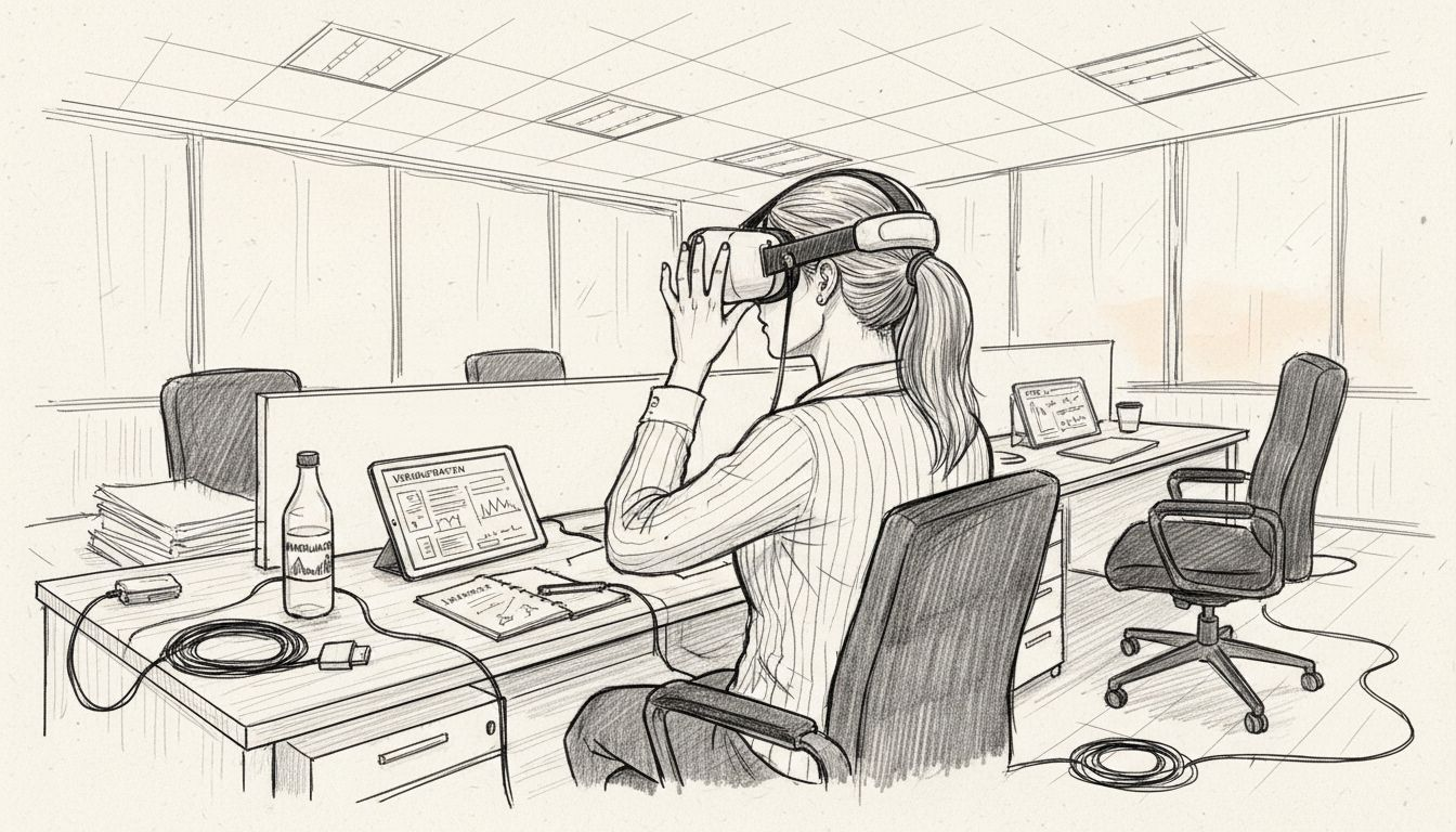 Ein Mitarbeiter absolviert ein Verkaufstraining mithilfe einer VR-Simulation.