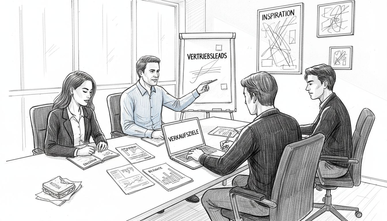 Im Rahmen einer Schulung bespricht das Vertriebsteam gemeinsam die aktuellen Interessenten.