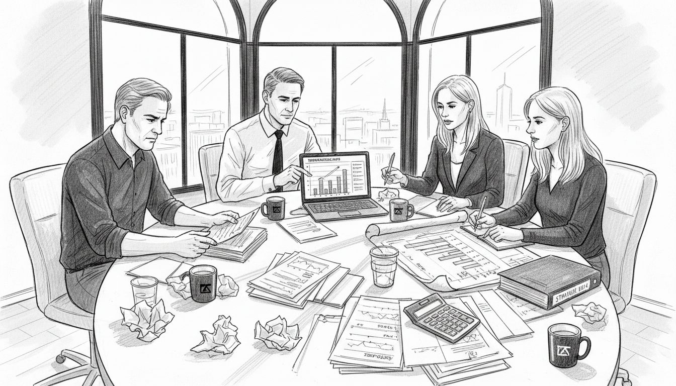 Das Vertriebsteam aus dem B2B-Bereich sitzt gemeinsam am Tisch und bespricht aktuelle Themen.