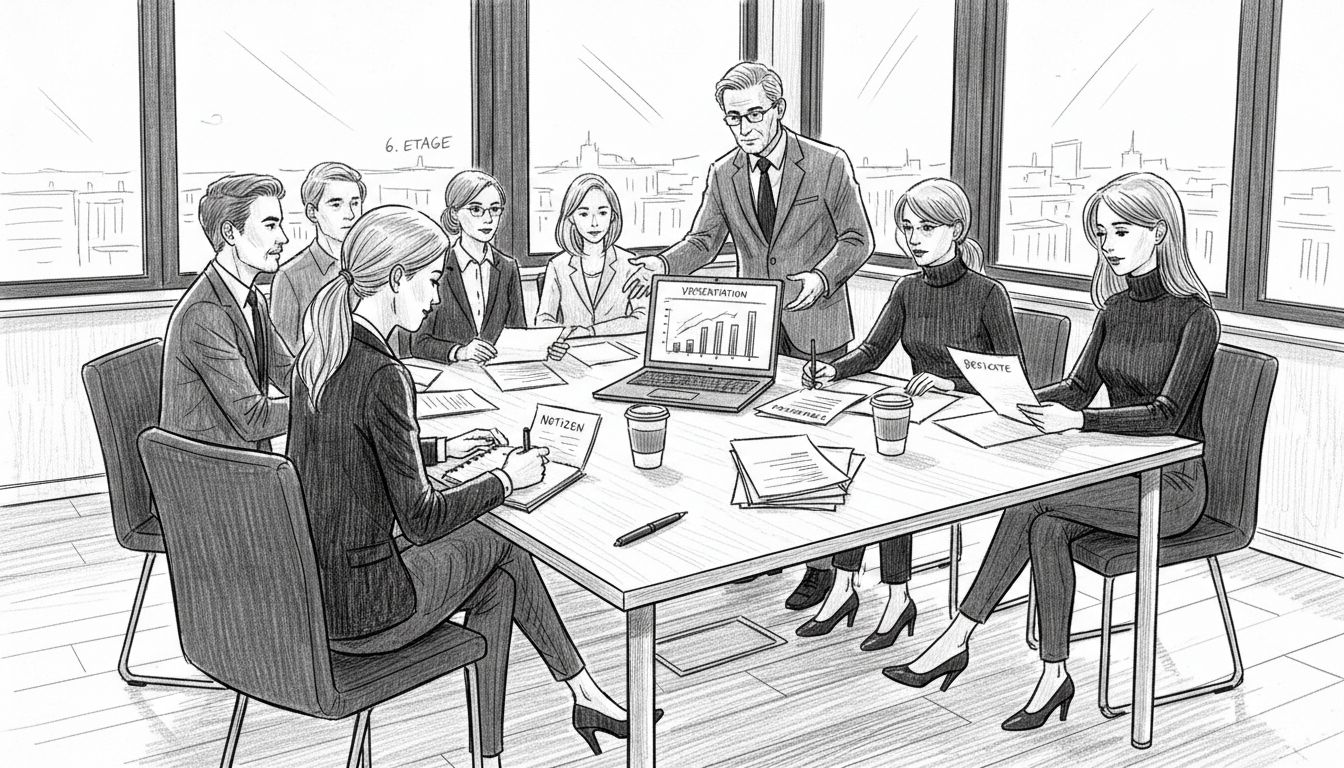 Schulung des Vertriebsteams in modernen, lichtdurchfluteten Büroräumen