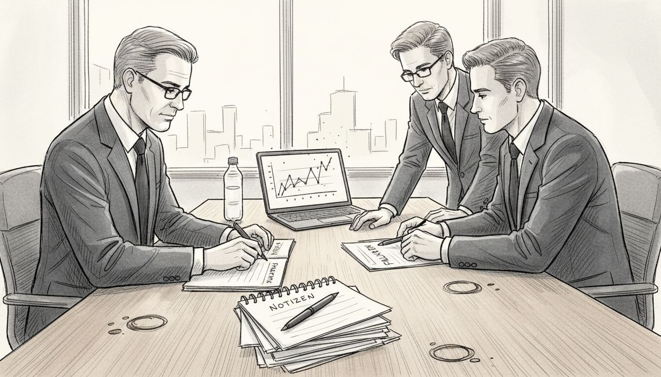 Besprechung des Vertriebsteams in einem lichtdurchfluteten Büro