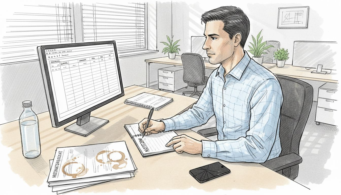 Ein Mitarbeiter prüft am Computer die Abläufe im Vertrieb.