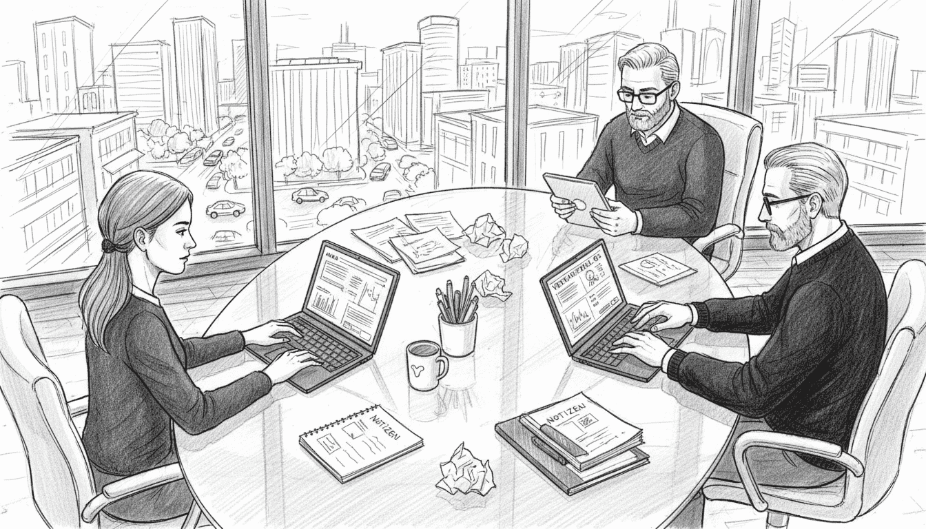 Das Vertriebsteam tauscht sich in einem modernen Büro aus und arbeitet gemeinsam an neuen Lösungen.