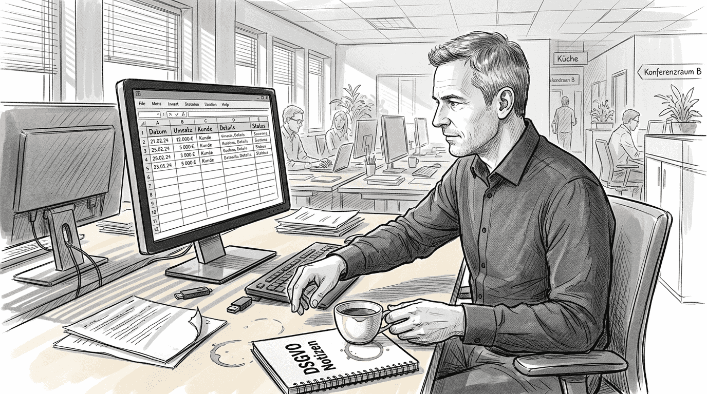 Ein Mitarbeiter kümmert sich um die Verwaltung von Lead-Daten.