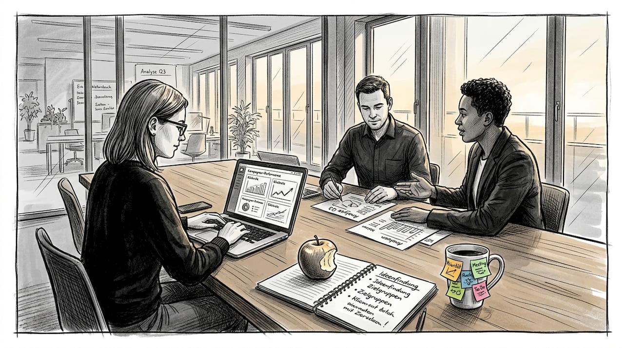 Das B2B-Marketingteam wertet die Ergebnisse seiner aktuellen Kampagne aus.