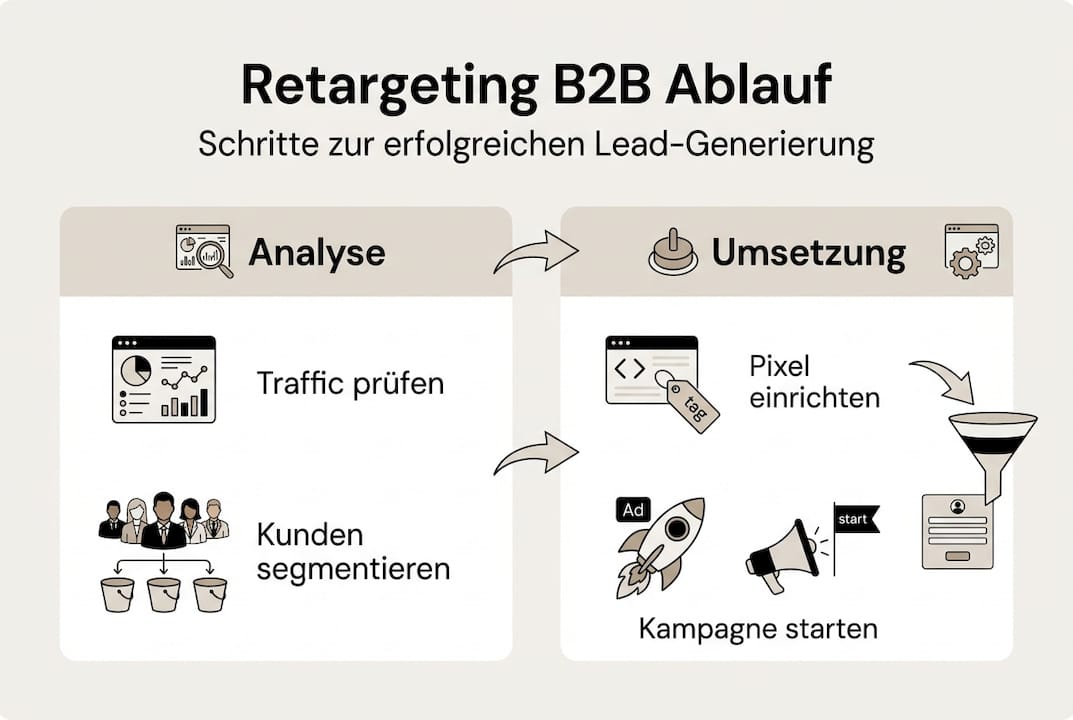 Infografik: So funktioniert B2B-Retargeting – Schritte im Überblick