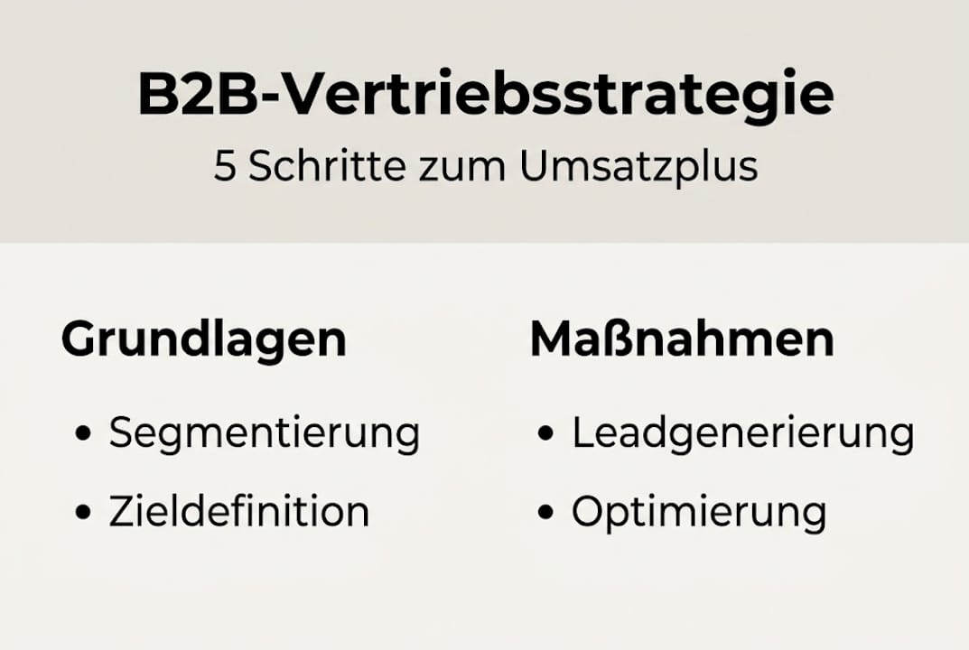 Grafische Übersicht: Die fünf wichtigsten Schritte für eine erfolgreiche B2B-Vertriebsstrategie