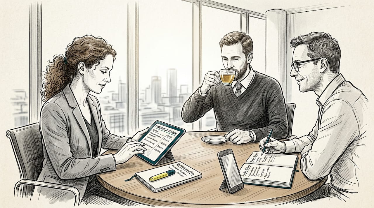 Vertriebsmeeting im modernen Besprechungsraum