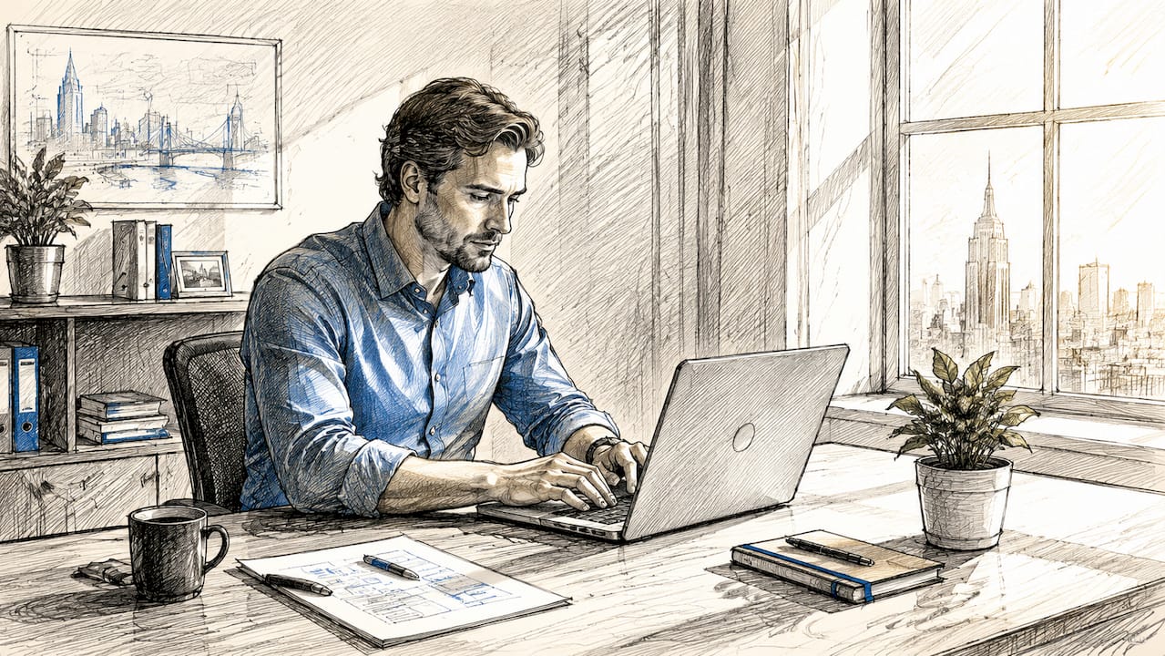 Jemand nutzt seinen Laptop, um sich auf LinkedIn mit anderen zu vernetzen.
