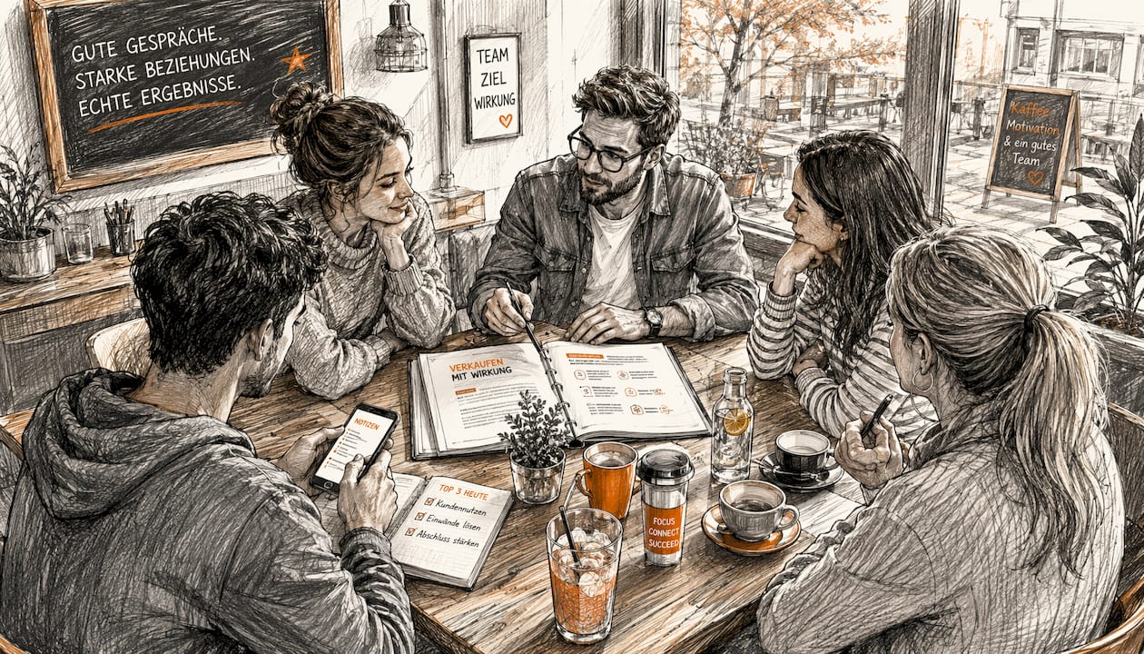 Das Vertriebsteam nimmt aktiv an einer Schulung mit individuellem Coaching teil.