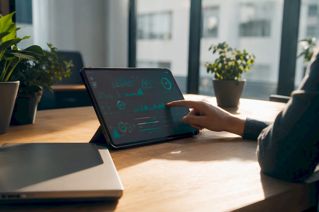 Tablet with real-time support alerts on desk