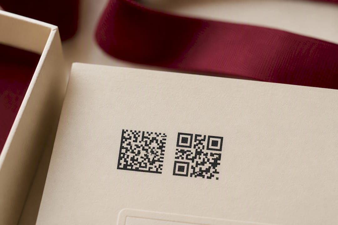 Close-up of Data Matrix and QR Codes on label