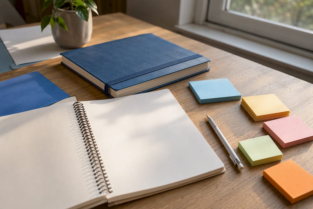 Organized desk with planning accessories