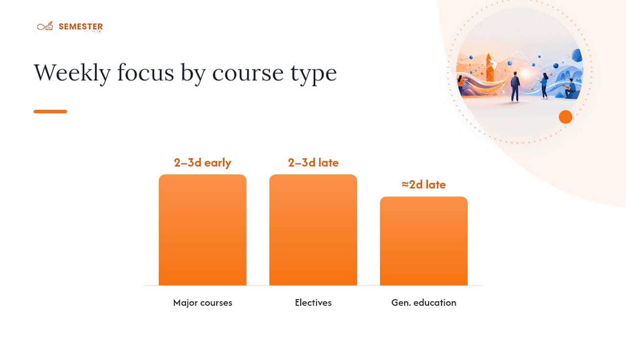 Diagram of weekly workload split by course type