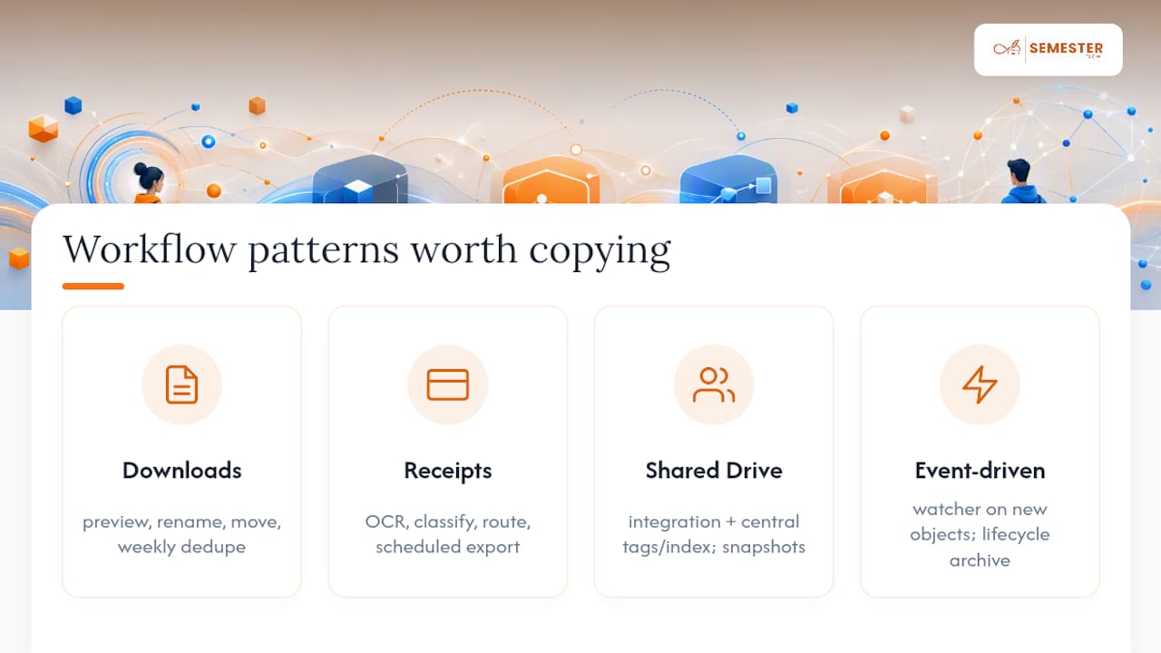 Workflow Patterns Worth Copying — overview diagram