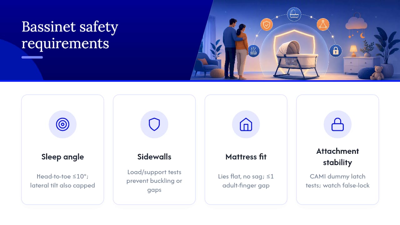 Diagram of bassinet safety technical requirements