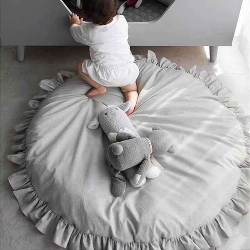 Cozy Round Plush Play Mat with Easy Drawstring Storage – Perfect for Infants