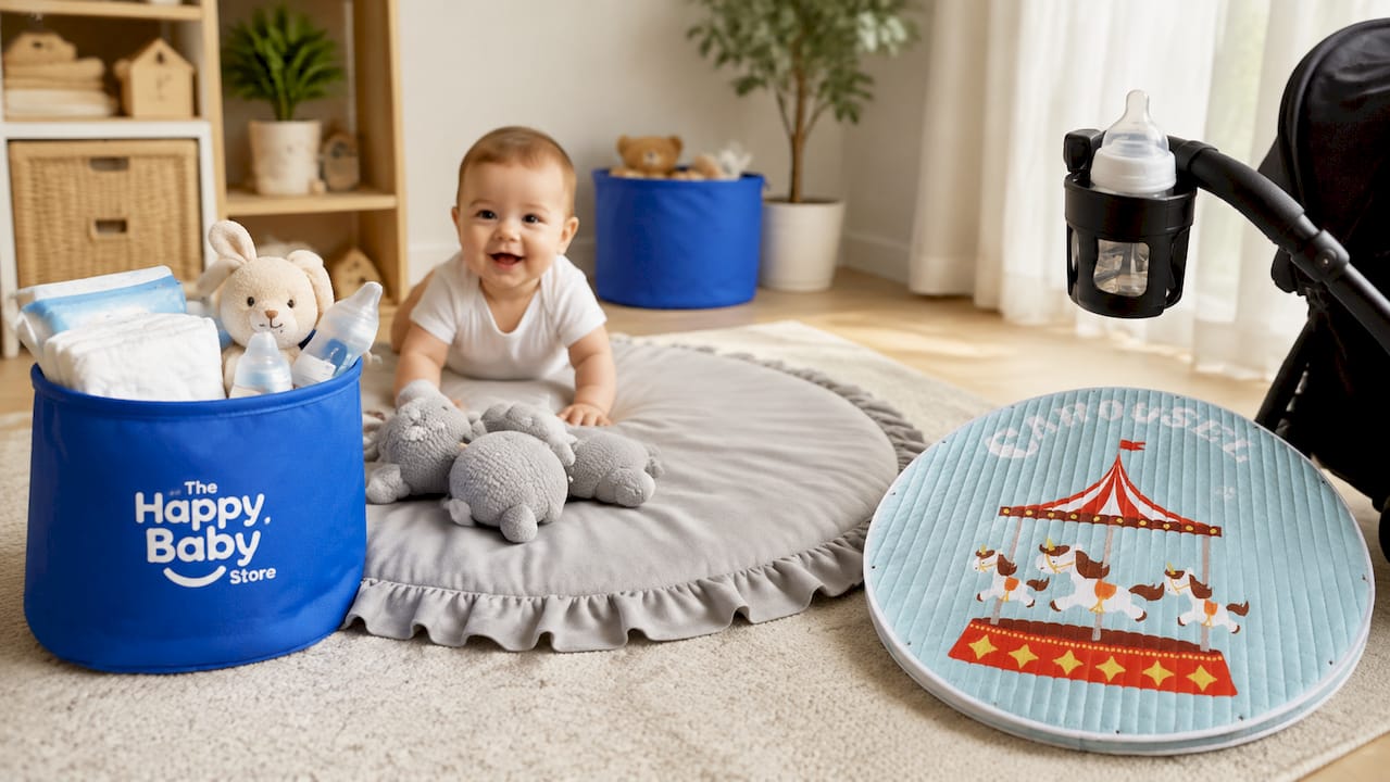 Cozy Round Plush Play Mat with Easy Drawstring Storage – Perfect for Infants