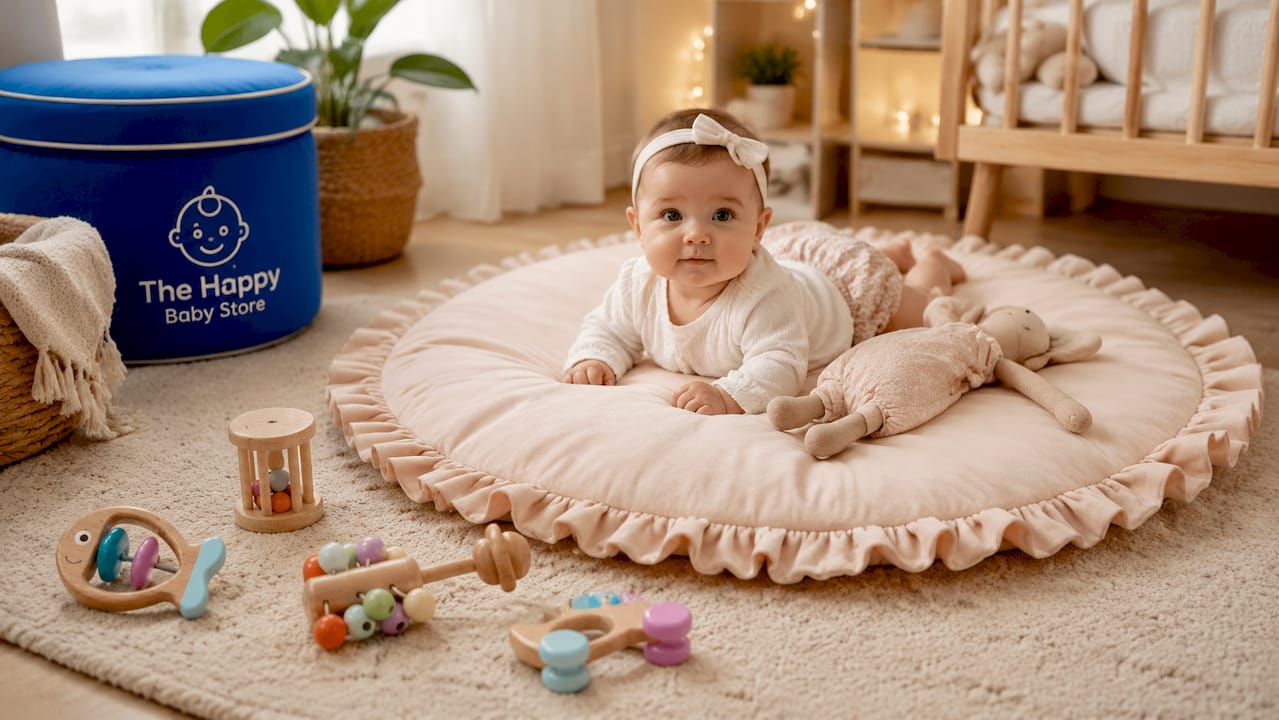Cozy Round Plush Play Mat with Easy Drawstring Storage – Perfect for Infants