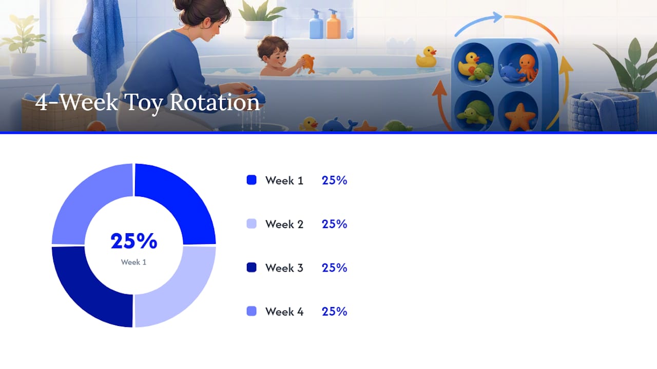 Four-toy weekly rotation and drying cycle