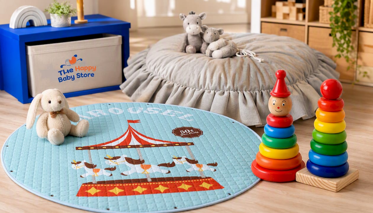 Cozy Round Crawling Mat with Storage: Enhance Your Child's Playtime Experience